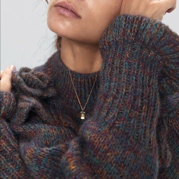 Zara Ruffled Mohair Blend 3D Flowers Knit Sweater NWT Vintage Style - Picture 3 of 12